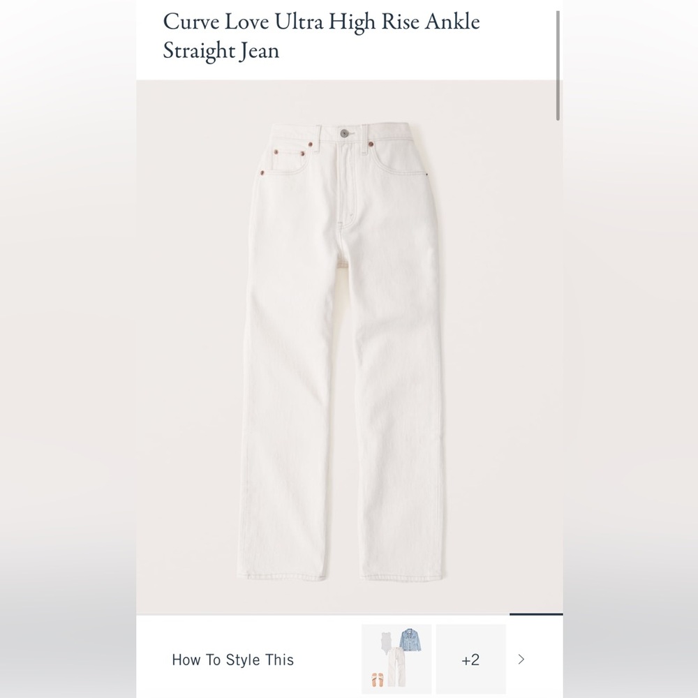 NWT Abercrombie Cream Ankle Straight Curve Love Jeans